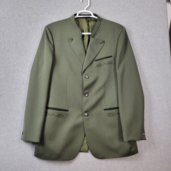 Vtg Kastell 100% Wool Green LS Button Up Trachten Jacket Men's 42 - Picture 1 of 16